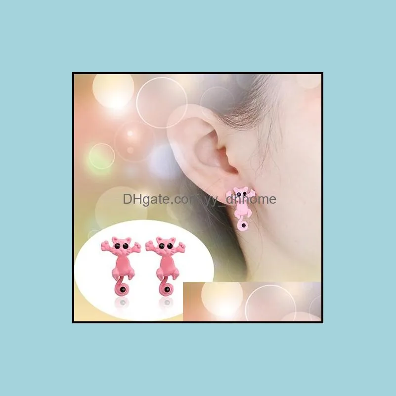 wholesale 10 color fashion ladies cute cartoon cat piercing earrings earrings punk earrings jewelry 