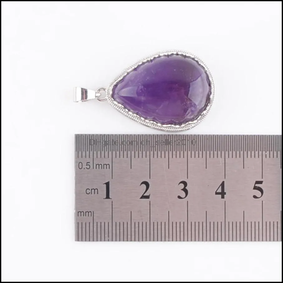 natural stone amethyst water drop pendants charms fit necklaces women man jewelry wholesale assorted dn3712