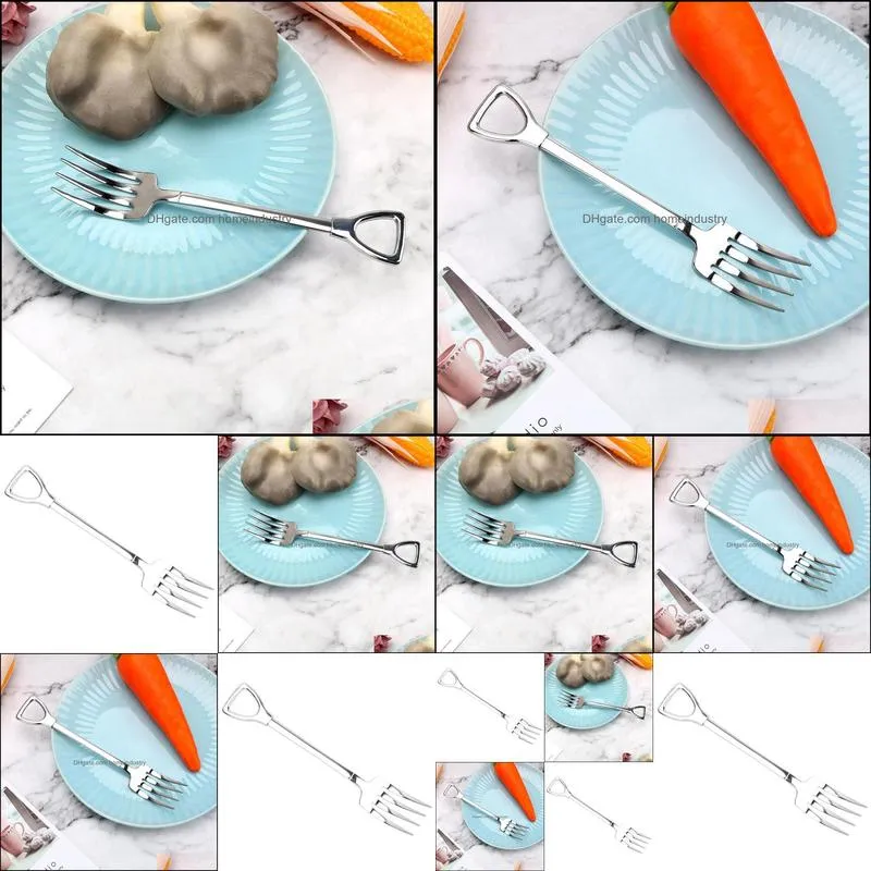 Stainless Steel Dessert Spoon Shovel Shape Forks Tea Coffee Stirring Spoon Cake Ice Cream Fruit Fork Cafe Tea Sugar Spoons