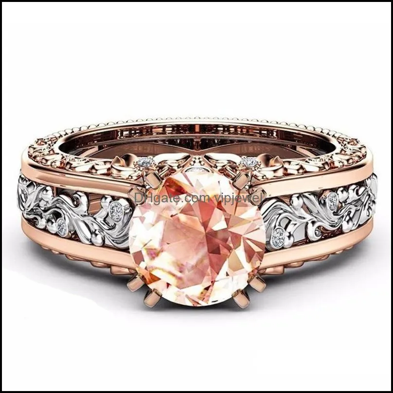 luxury 14k rose gold plated two tone ring womens ruby diamond engagement ring wedding party jewelry