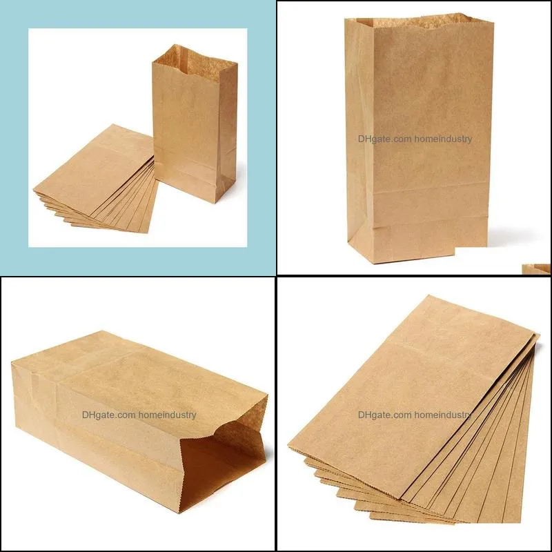 Medium Brown Kraft Paper Bags Gift Food Bread Candy Wedding Party Bags High Quality Wholesale