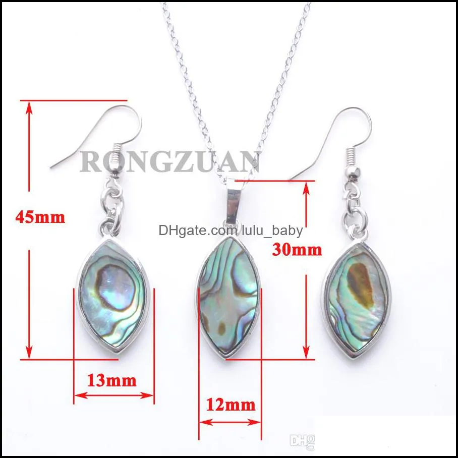 women jewelry set necklace abalone shell rhombus shape pendant beads hook dangle earrings necklace fashion jewellery 18