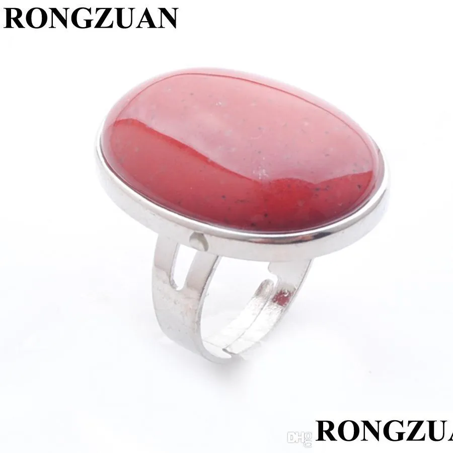 party rings women man fashion jewelry natural cabochon red river stone finger rings oval bead silver color dx3080