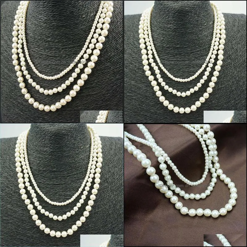 shell pearl necklace jewelry round white natural sea shell pearl necklace fashion wedding fake faux pearl beads necklaces