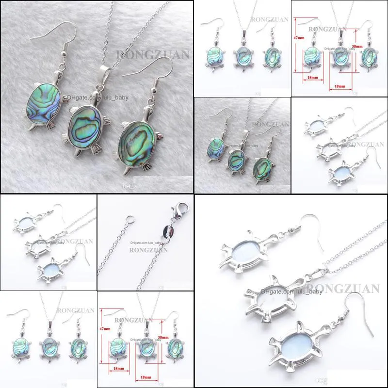  abalone shell materials earrings pendant beads tortoise shaped lucky jewelry set for women easter day gift dq3095