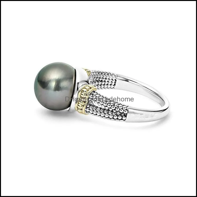 new arrival elegant silver gold plated pearl ring womens creative design diamond ring engagement wedding jewelry