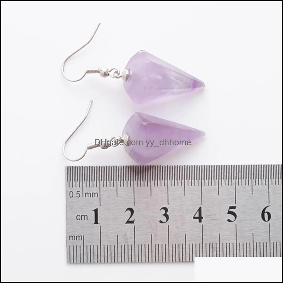 natural amethyst opal stone dangle hook earrings for women jewelry gift bohemian pyramid tiger eye agate gemstone pendant bead drop hanging fashion