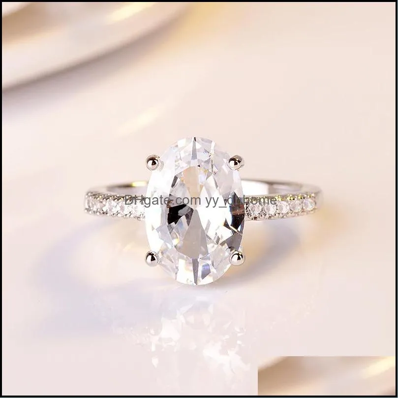 trendy ring crystal engagement claws design rings for women white zircon cubic elegant rings female wedding jewerly