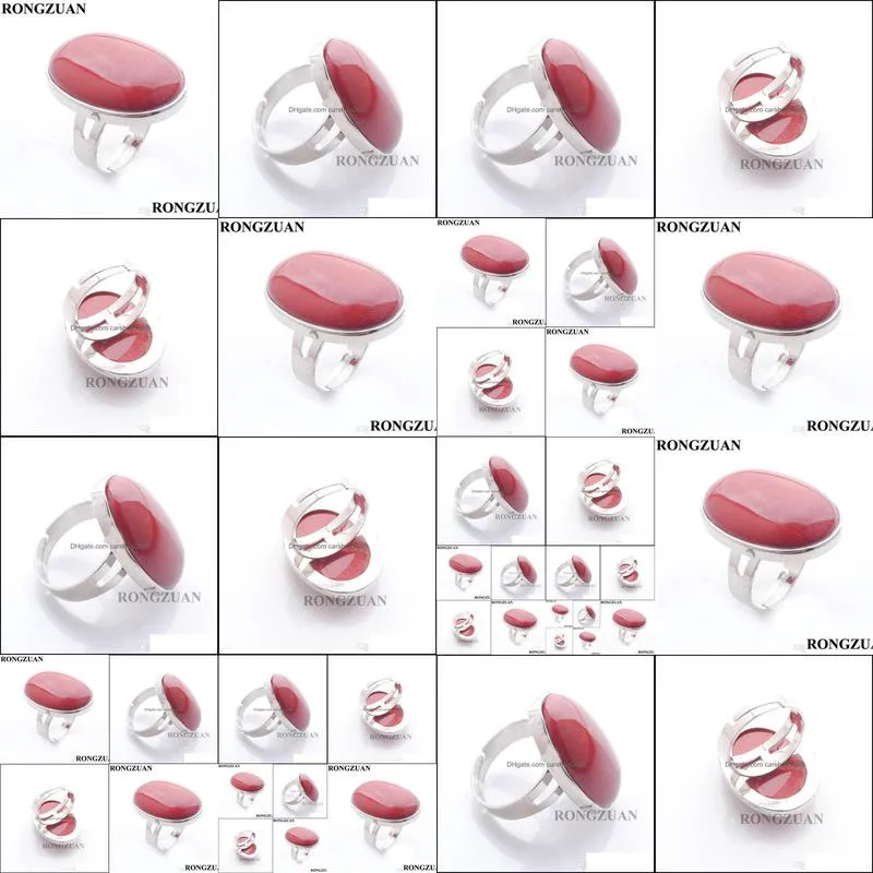 party rings women man fashion jewelry natural cabochon red river stone finger rings oval bead silver color dx3080