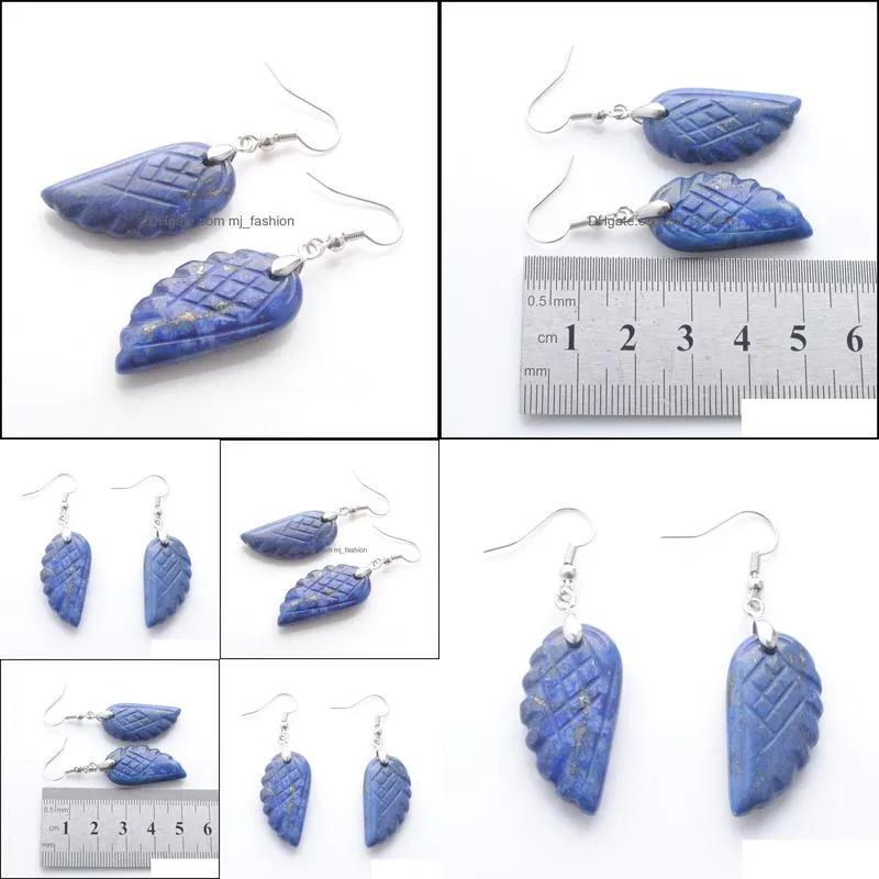 new popular fashion dangle earring for women natural gemstone lapis lazuli carved angel wings shape hanging earrings jewelry dr3296
