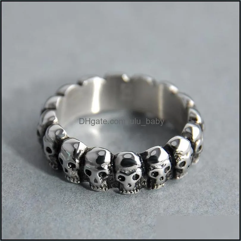 factory pirce men womens ancient 925 silver skull ring european american fashion punk style jewelry size 7 8 9