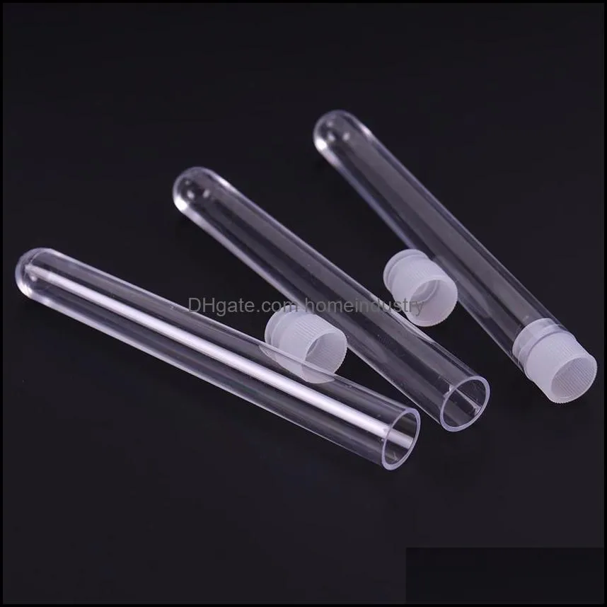 2021 Transparent Laboratory Clear Plastic Test Tubes Vials With Push Caps School Lab Supplies 12x100mm