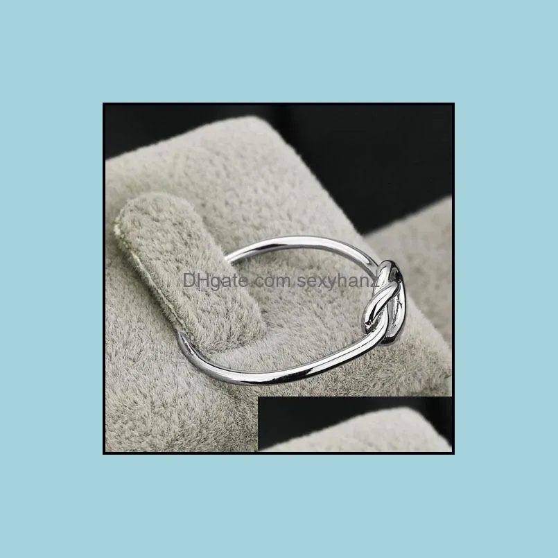 100% 925 sterling silver thin knot ring womens simple s925 engraved ring personality band ring jewelry
