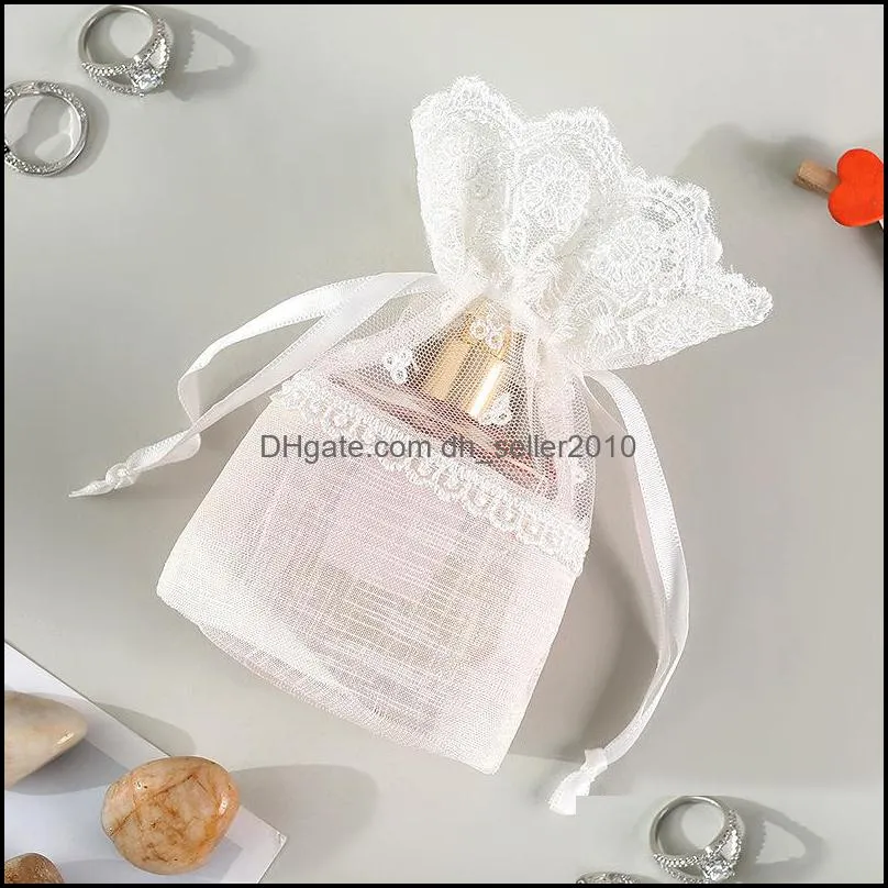 new butterfly lace bag high-end jewelry cosmetics drawstring pouch bamboo yarn creative beam pocket organza bag 10*14cm