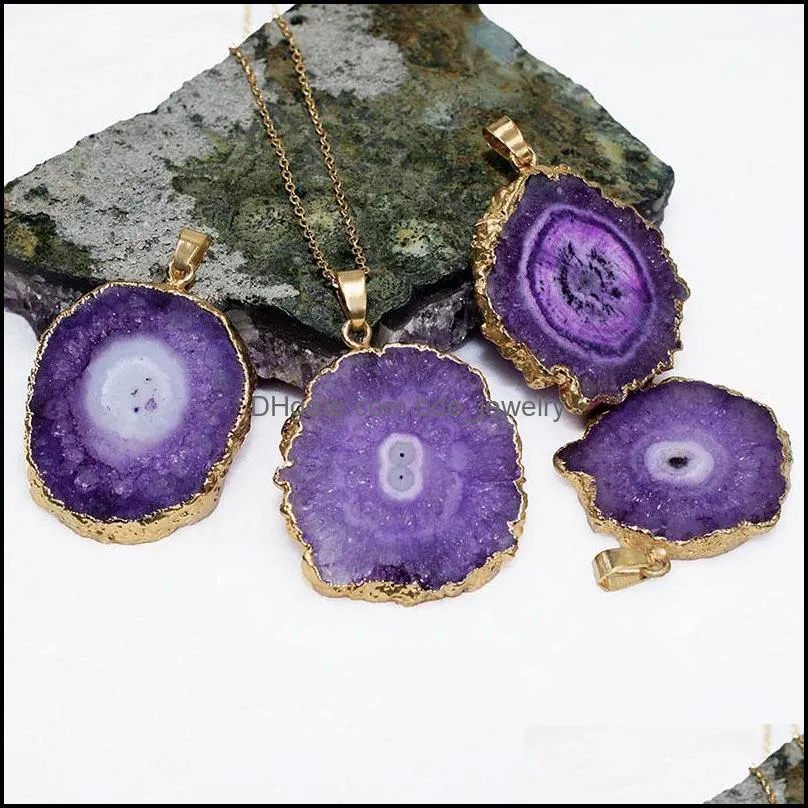 necklace jewelry luxury natural crystal drusy healing gemstone necklace original natural sunflower stone style pendant necklaces