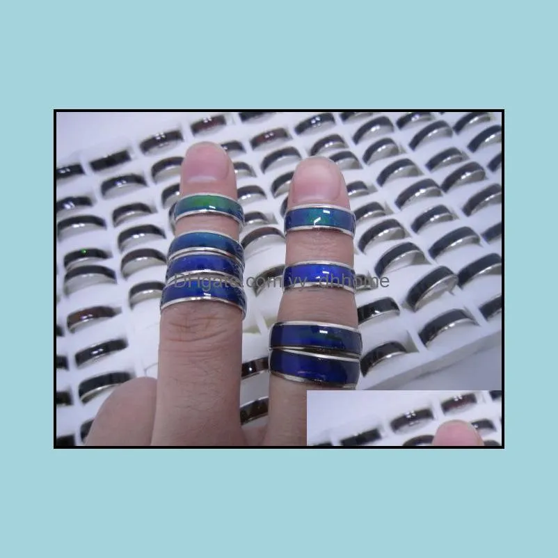100pcs mix size fashion mood ring changing colors rings size 16 17 18 19 20 stainless steel cheap fashion jewelry