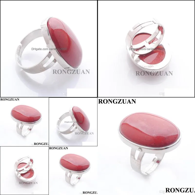 party rings women man fashion jewelry natural cabochon red river stone finger rings oval bead silver color dx3080