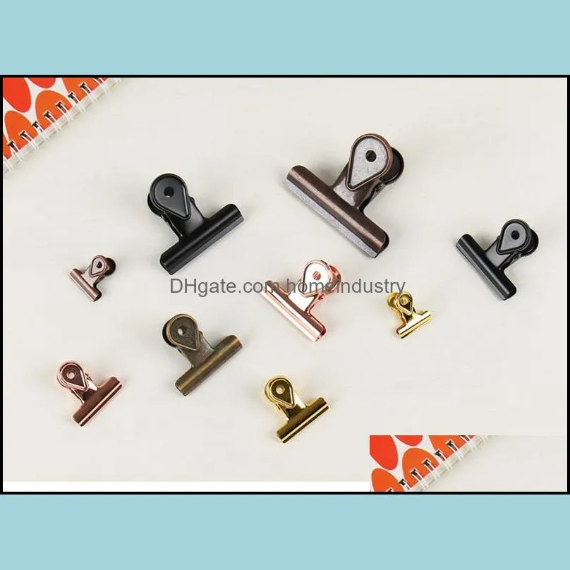 Copper Binder Clips Vintage Skeleton Clips Metal Electroplating Bulldog Hinge Clips Paper Clamps for Maps Papers Price Tags