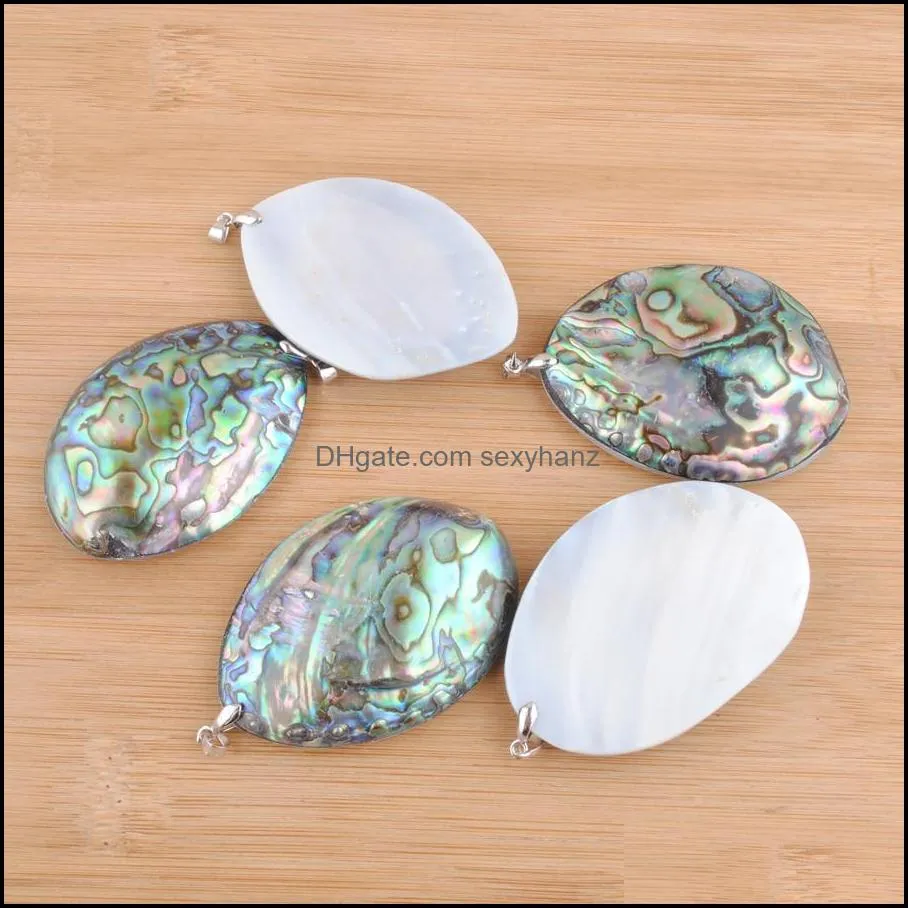 trendy  mother of pearl abalone shell pendant charm beads oval american weddings jewelry fashion accessory dn3429