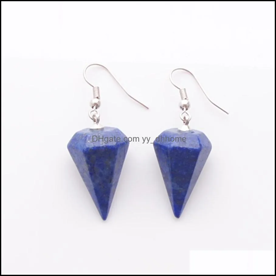 natural amethyst opal stone dangle hook earrings for women jewelry gift bohemian pyramid tiger eye agate gemstone pendant bead drop hanging fashion