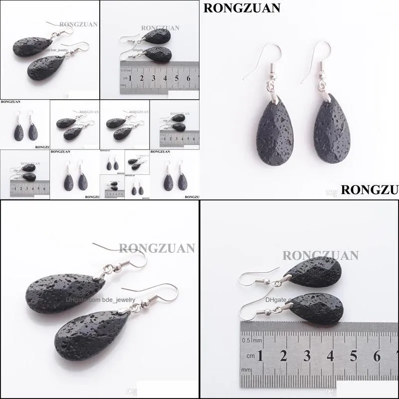 Dangle Chandelier Hook Dangle Earrings Black Lava Mtifaceted Natural Stone Beads Pendants Earring Healing For Women Girl Bdejewelry Dhudv