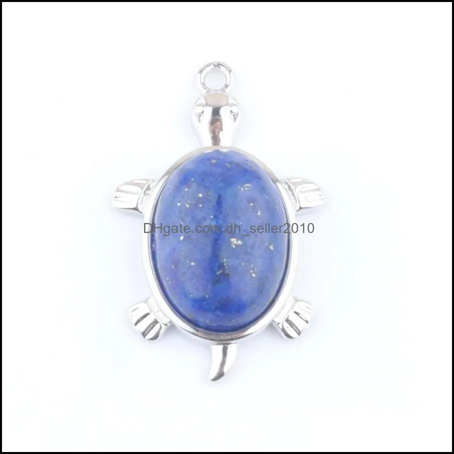 tiny turtle pendants natural gemstone lapis lazuli reiki lucky animal cute tortoise charm jewelry dn4309