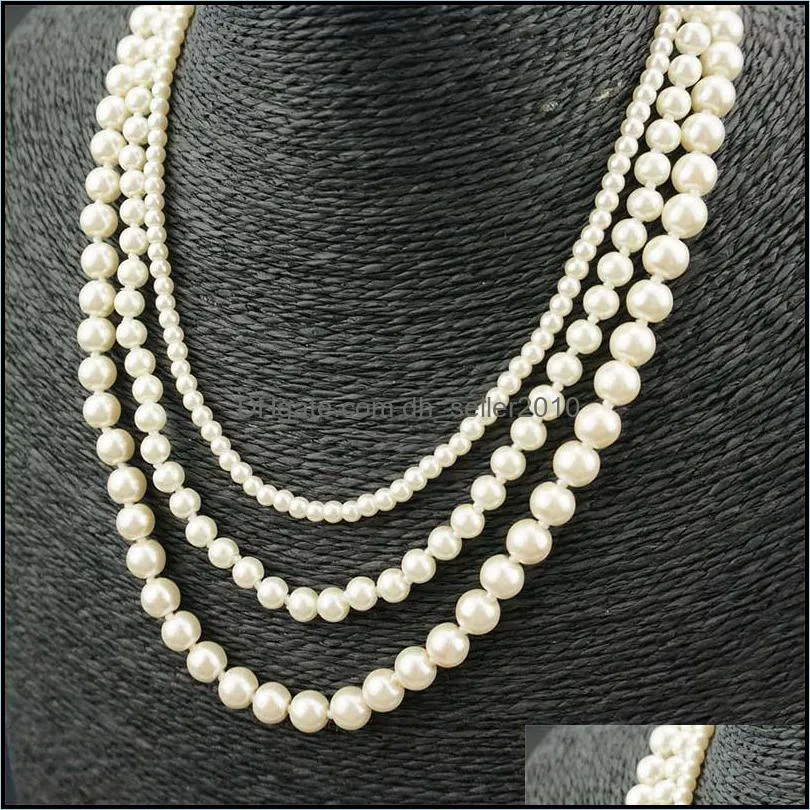 shell pearl necklace jewelry round white natural sea shell pearl necklace fashion wedding fake faux pearl beads necklaces