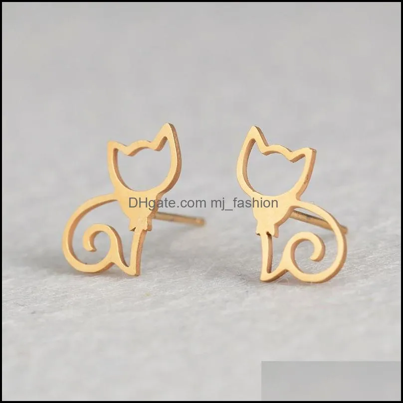 women girls fashion stud earrings zirconia designer stainless steel heart circle bar earring jewelry valentine gift