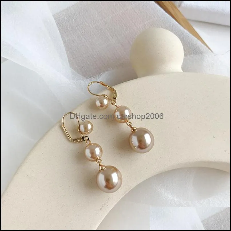 natural long baroque pearl earrings for women 8-9mm white champagne handmade 925 sterling silver jewelry party gift