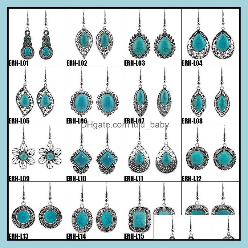 32 styles bohemia jewelry earrings retro statement turquoise drop dangle earrings gifts for women girls