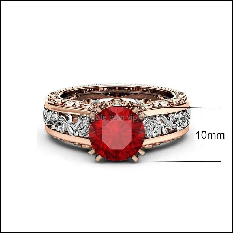 luxury 14k rose gold plated two tone ring womens ruby diamond engagement ring wedding party jewelry