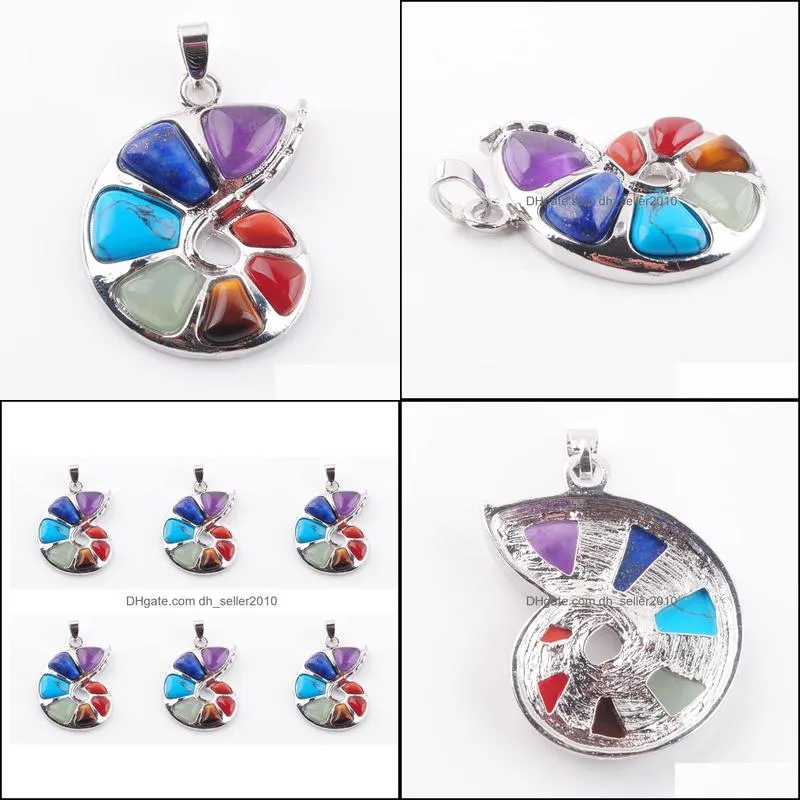 natural gemstone pendant small conch shaped yoga 7 chakra reiki healing for necklace women jewelry wholesale good quality dn3671