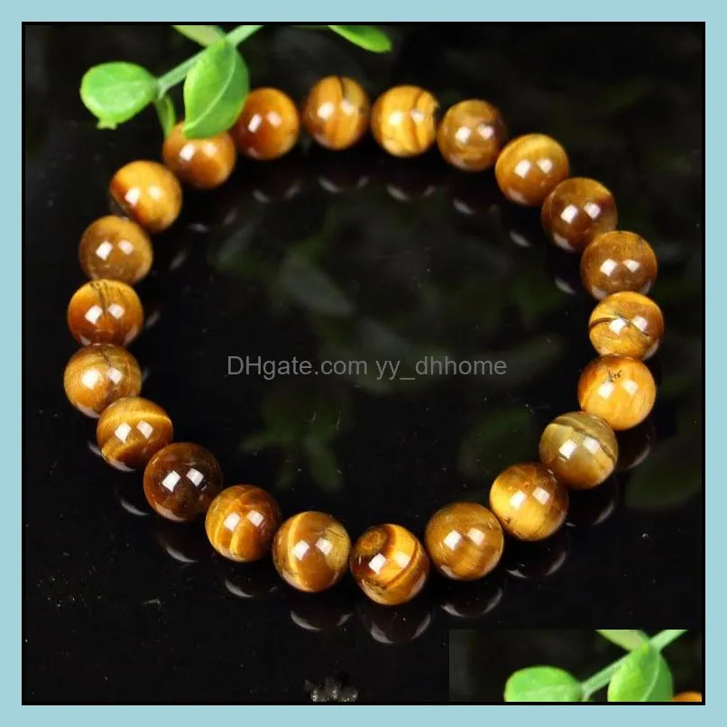 high quality 6mm 8mm 10mm tigers`s eye stone bead bracelet men womens natural gemstone stackable bracelet jewelry wholesale