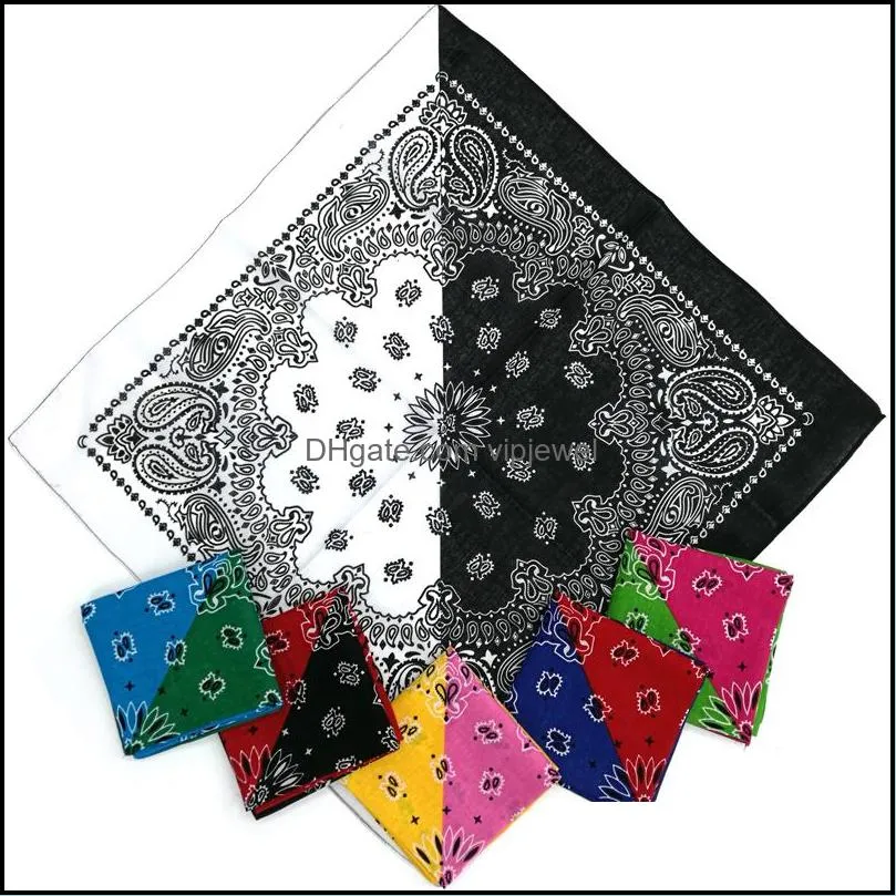 cotton square bandana gradient color rainbow paisley headband printed scarf head wrap hiphop scarf 55 x 55cm