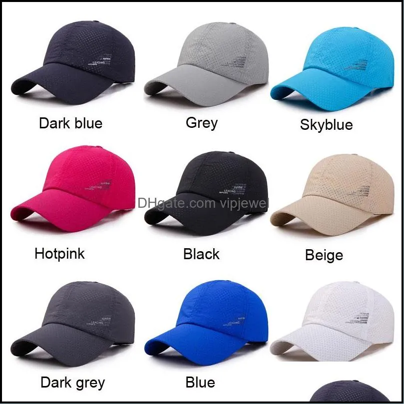 men women summer baseball cap quick drying hats unisex breathable sport pure color snapback hat bone baseball caps