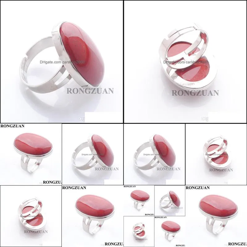 party rings women man fashion jewelry natural cabochon red river stone finger rings oval bead silver color dx3080