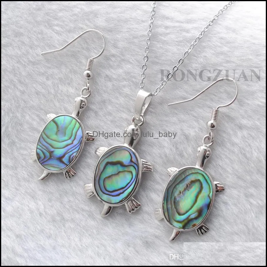  abalone shell materials earrings pendant beads tortoise shaped lucky jewelry set for women easter day gift dq3095