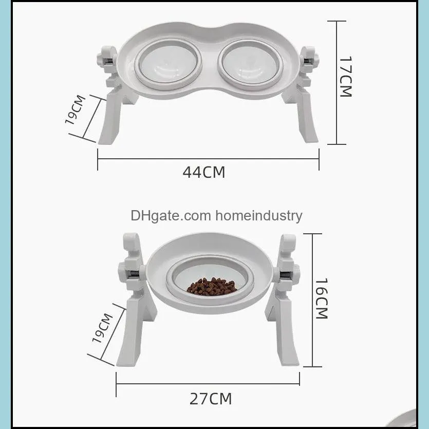 Cat Bowls & Feeders Double Bowl Dog With Stand Pet Feeding Water Food For Dogs Feeder Product Supplies