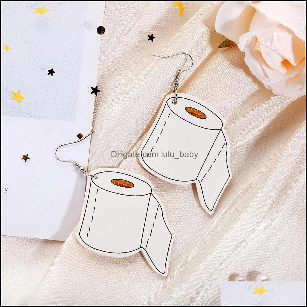 creative mask drop earrings for women pu leather tissue paper dangle charm hoop earring fashion party jewelry