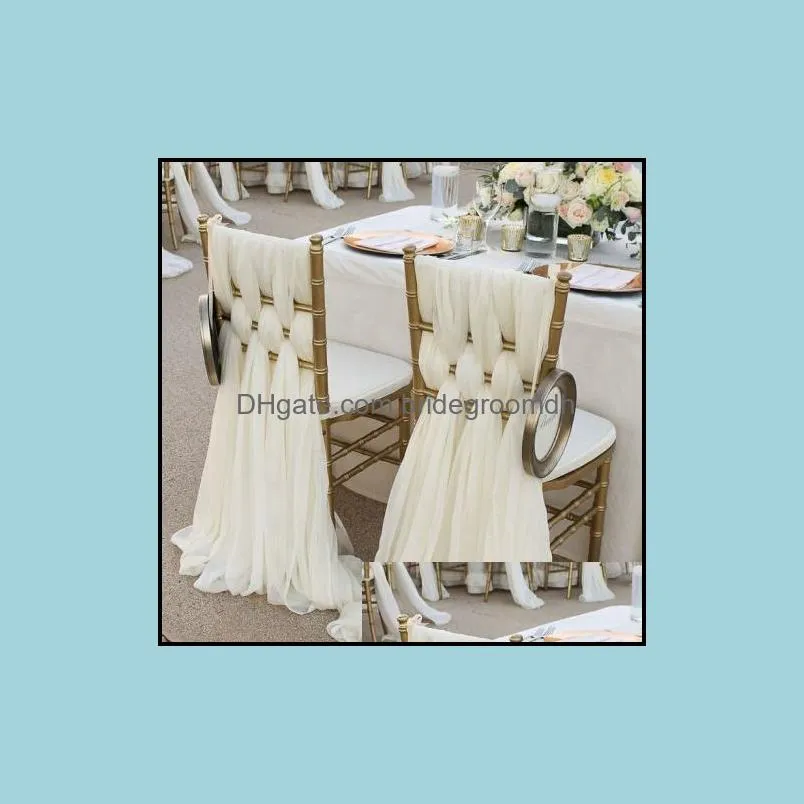 Ivory Chiffon Chair Sashes Wedding Party Deocrations Bridal Chair Covers Sa
