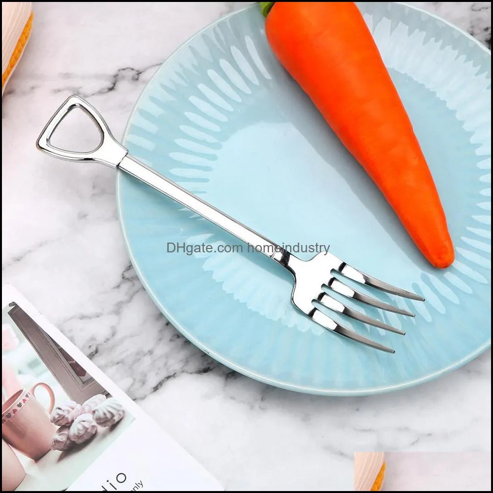 Stainless Steel Dessert Spoon Shovel Shape Forks Tea Coffee Stirring Spoon Cake Ice Cream Fruit Fork Cafe Tea Sugar Spoons