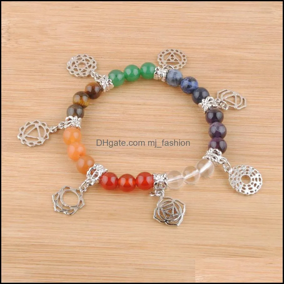 7 chakra beaded strands bracelet healing balance energy beads prayer natural stone yoga bracelets charm for women good quality beautiful jewelry