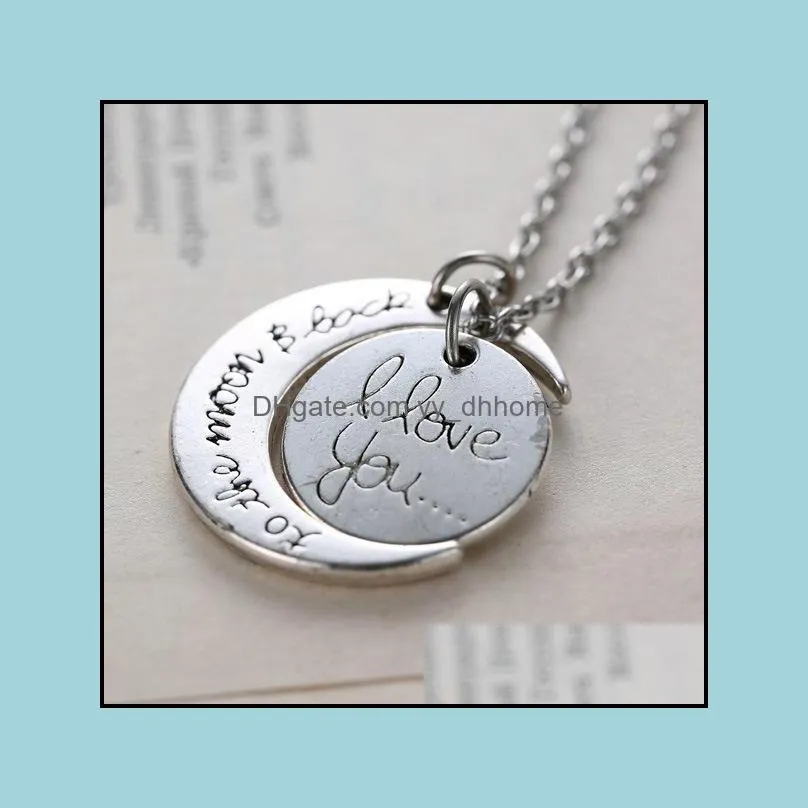 2 styles fashion necklace moon necklace i love you to the moon and back for mom sister family pendant link chain