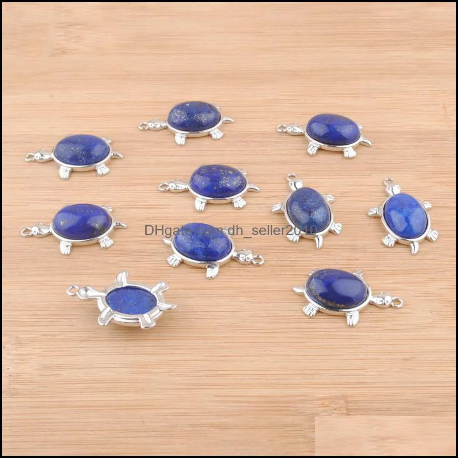 tiny turtle pendants natural gemstone lapis lazuli reiki lucky animal cute tortoise charm jewelry dn4309