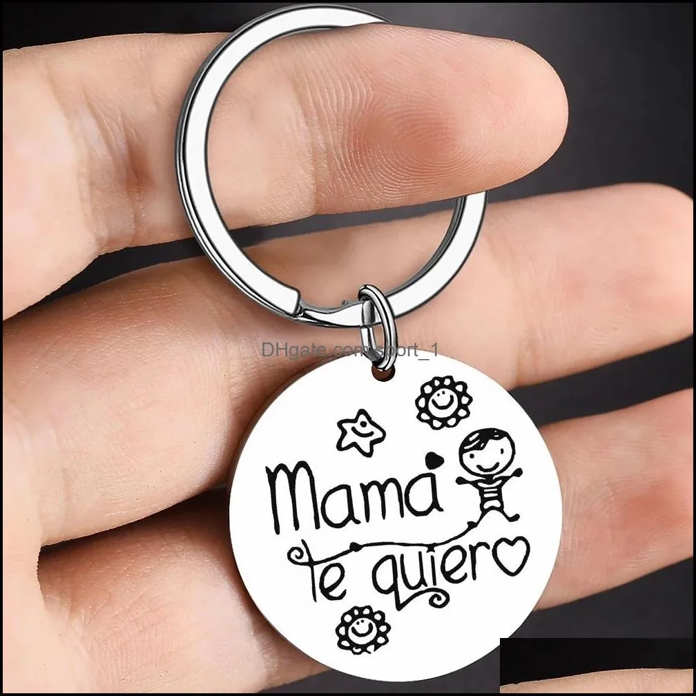 fashionable creative stainless steel keychain spanish mama te quiero necklace 2022 cute mother`s day gift diy customizable