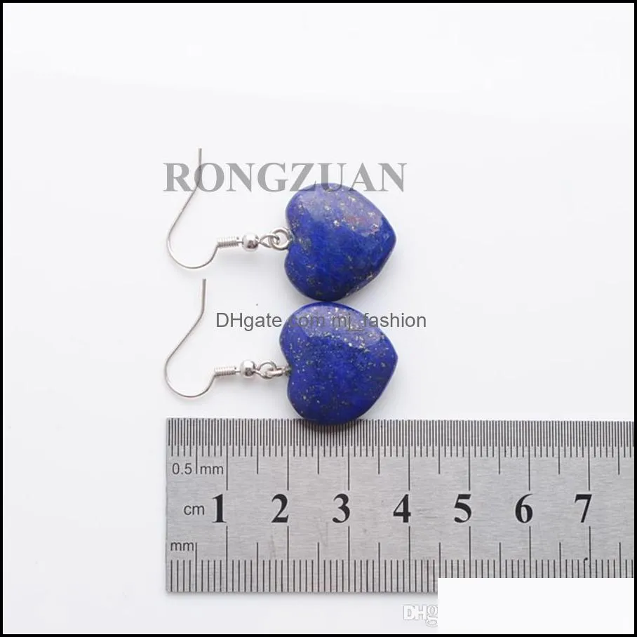 gemstone lapis lazuli dangle earrings cute heart pendant beads drop earring girls women party wedding hanging fashion jewelry dr3282