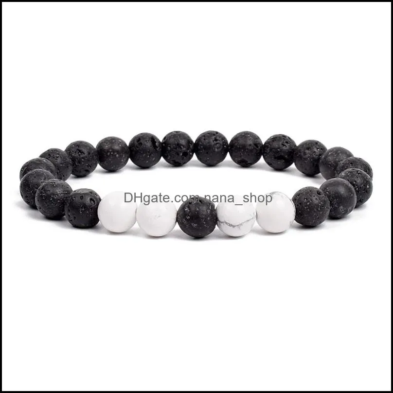 8mm men women various natural stone tigers eye strand bracelets black lava rock beads bracelet bangles whoelsale