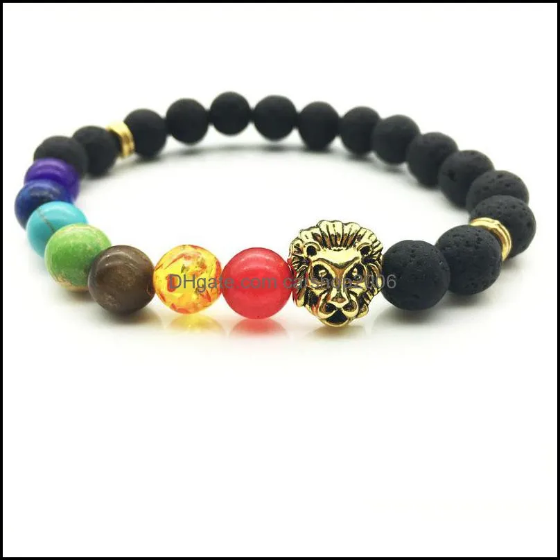 handmade colorful red agate amethyst volcano  head natural black stone matte yoga buddha bead bracelets for women jewelry