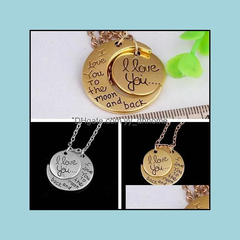 2 styles fashion necklace moon necklace i love you to the moon and back for mom sister family pendant link chain