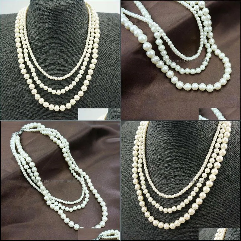 shell pearl necklace jewelry round white natural sea shell pearl necklace fashion wedding fake faux pearl beads necklaces